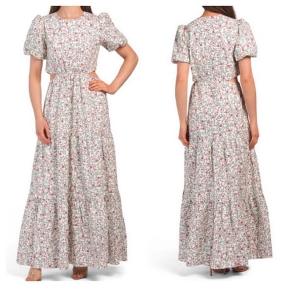 NWT Wayf Maxi Floral cut off Dress Size S - Picture 1 of 16